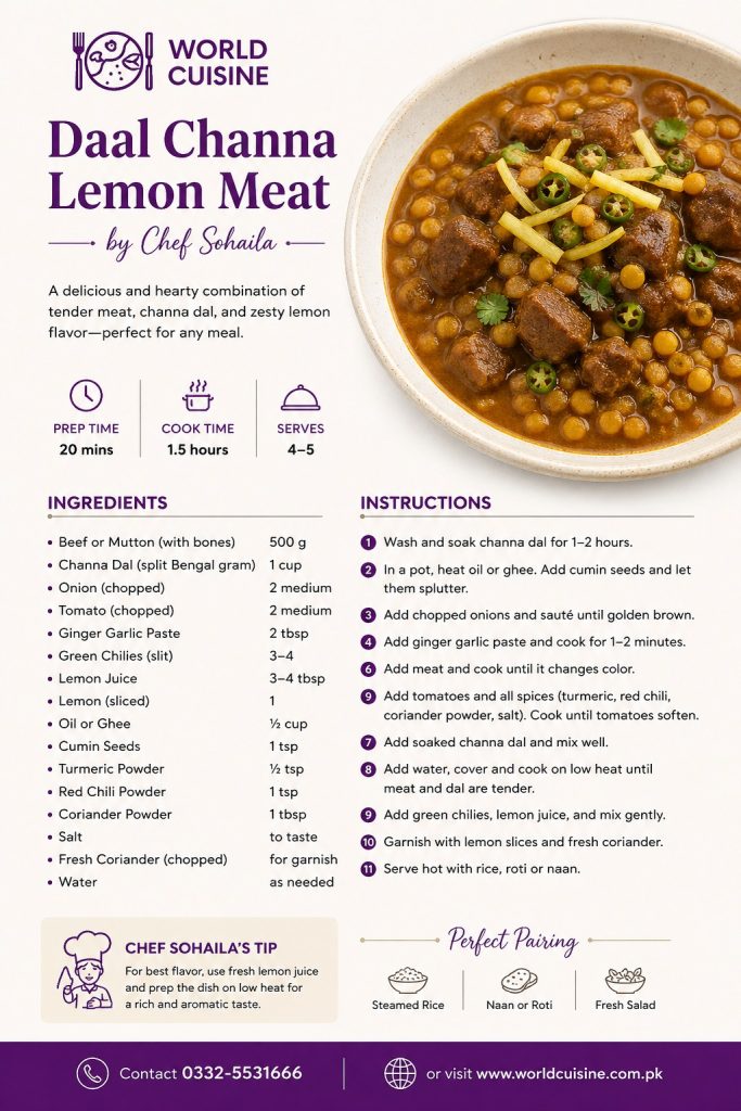 Daal Channa Lemon Meat Recipe Order Online In Karachi