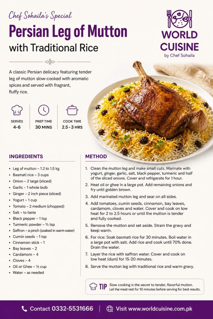 Persian LEG of Mutton with Traditional Rice Recipe Order Online In Karachi