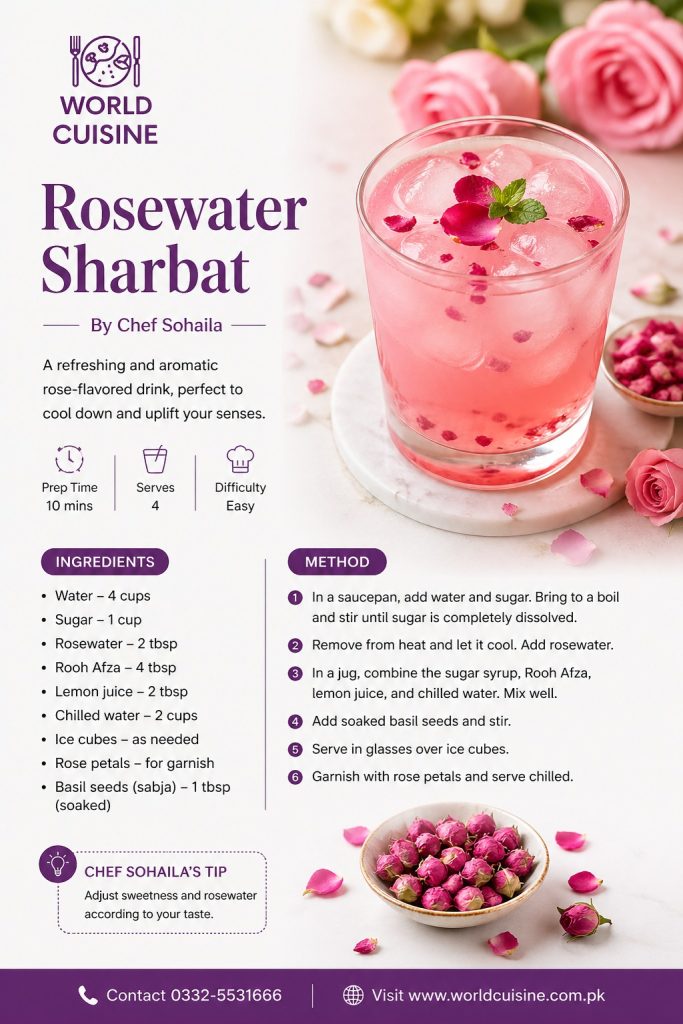 Rosewater Sharbat Recipe Order Online In Karachi