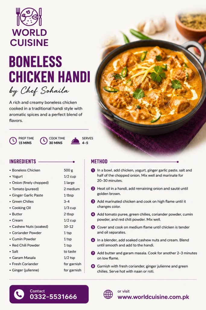 Boneless Chicken Handi Order Online In Karachi