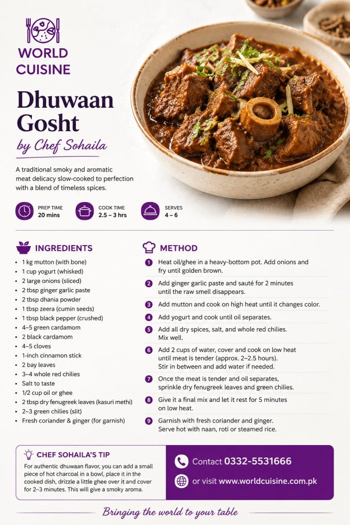 Dhuwaan Gosht Recipe Order Online In Karachi